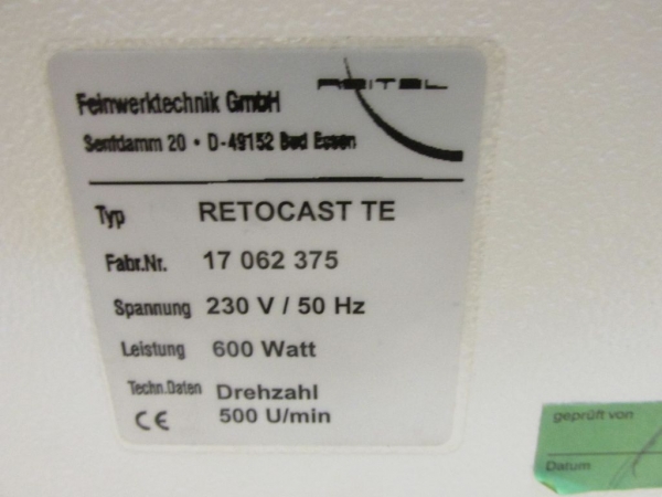 Reitel Retocast TE flame casting machine used